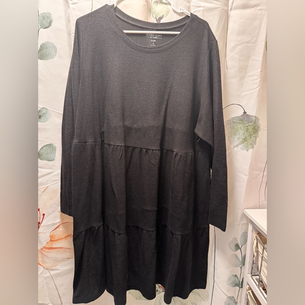 Torrid Black Long Sleeve Tiered Dress